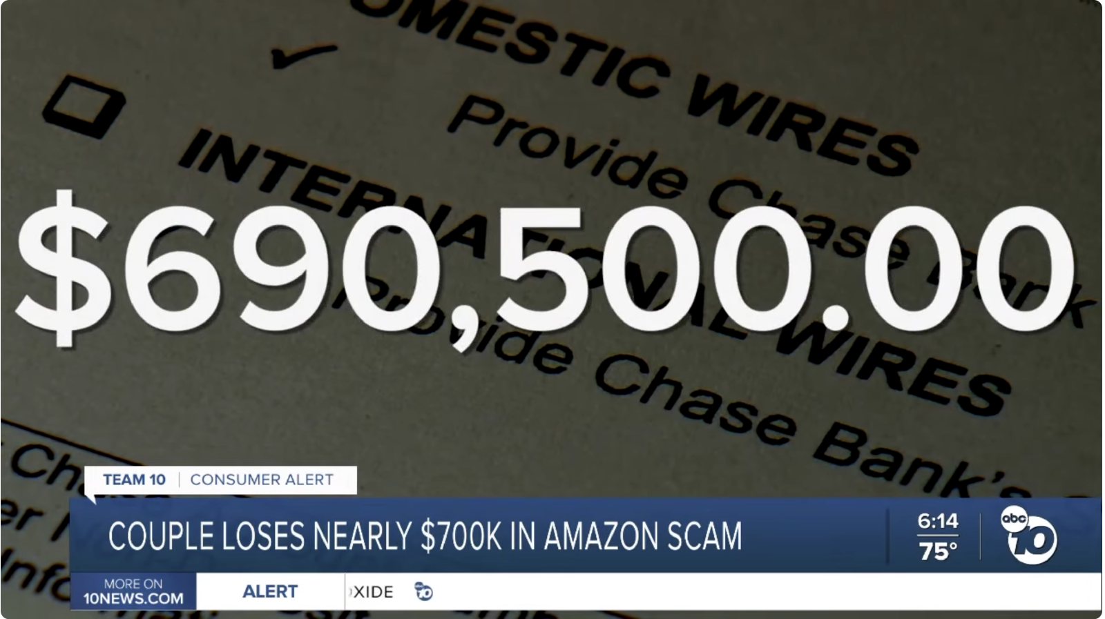 Couple loses $690,000 to refund scam (Amazon phishing case)