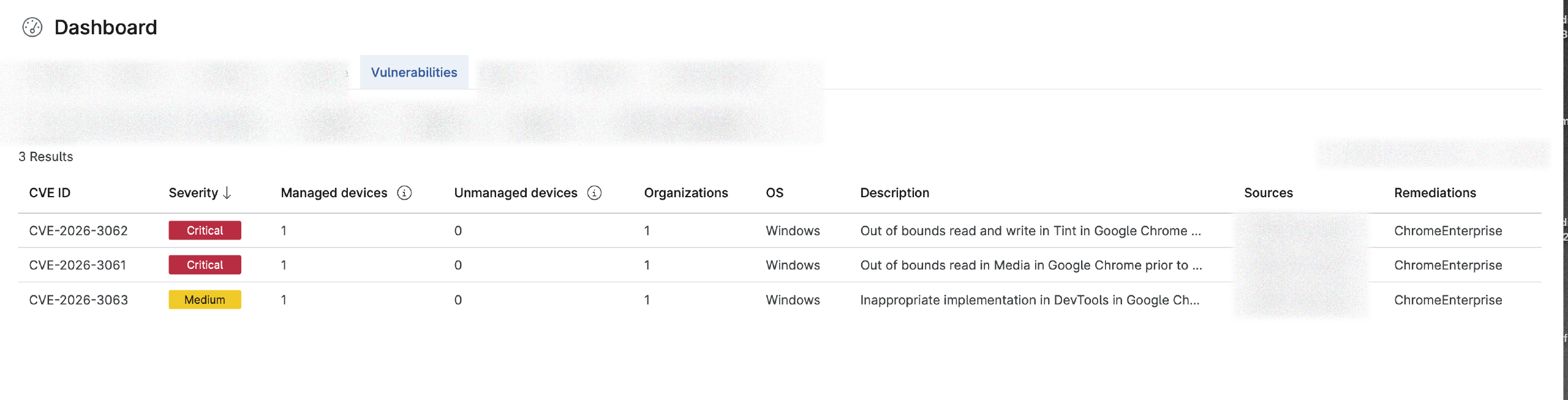 Screenshot from our vulnerability monitoring system identifying software updates due to CVEs. Click to enlarge. Screenshot from our vulnerability monitoring system identifying software updates due to CVEs